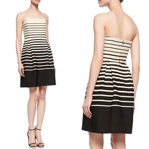 Trina Turk Kenzie Tan Black Stripe Strapless Dress‎
